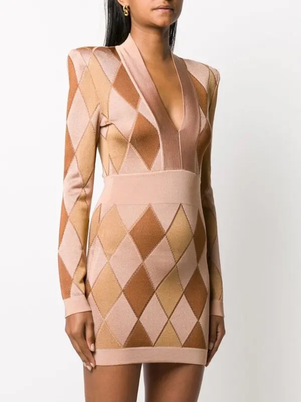 BALMAIN Diamond-Pattern Mini Dress - Picture 3 of 7
